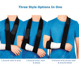 Collar and cuff arm support immobilizer strap for shoulder, arm, elbow and hand injuries. Unisex.