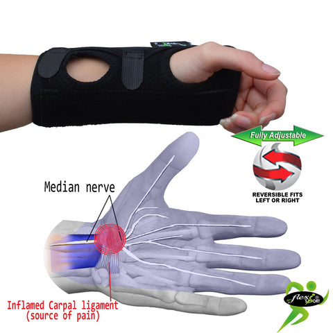 Wrist Brace 6" Palmar Bar REVERSIBLE GLOVE Style by 4DflexiSPORT® - 4DflexiSPORT